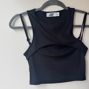 Tiger Mist Black Sleeveless Crop Tank